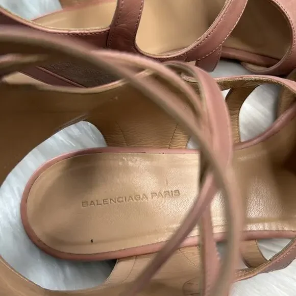 Balenciaga Pink Suede and Leather Gladiator Sandals - Picture 11 of 12